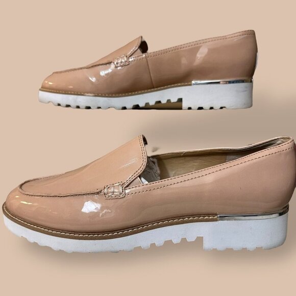 Franco Sarto Patent Loafers - Tan White‎ Sole Gold Accents Retro Boho 9M - Picture 1 of 8